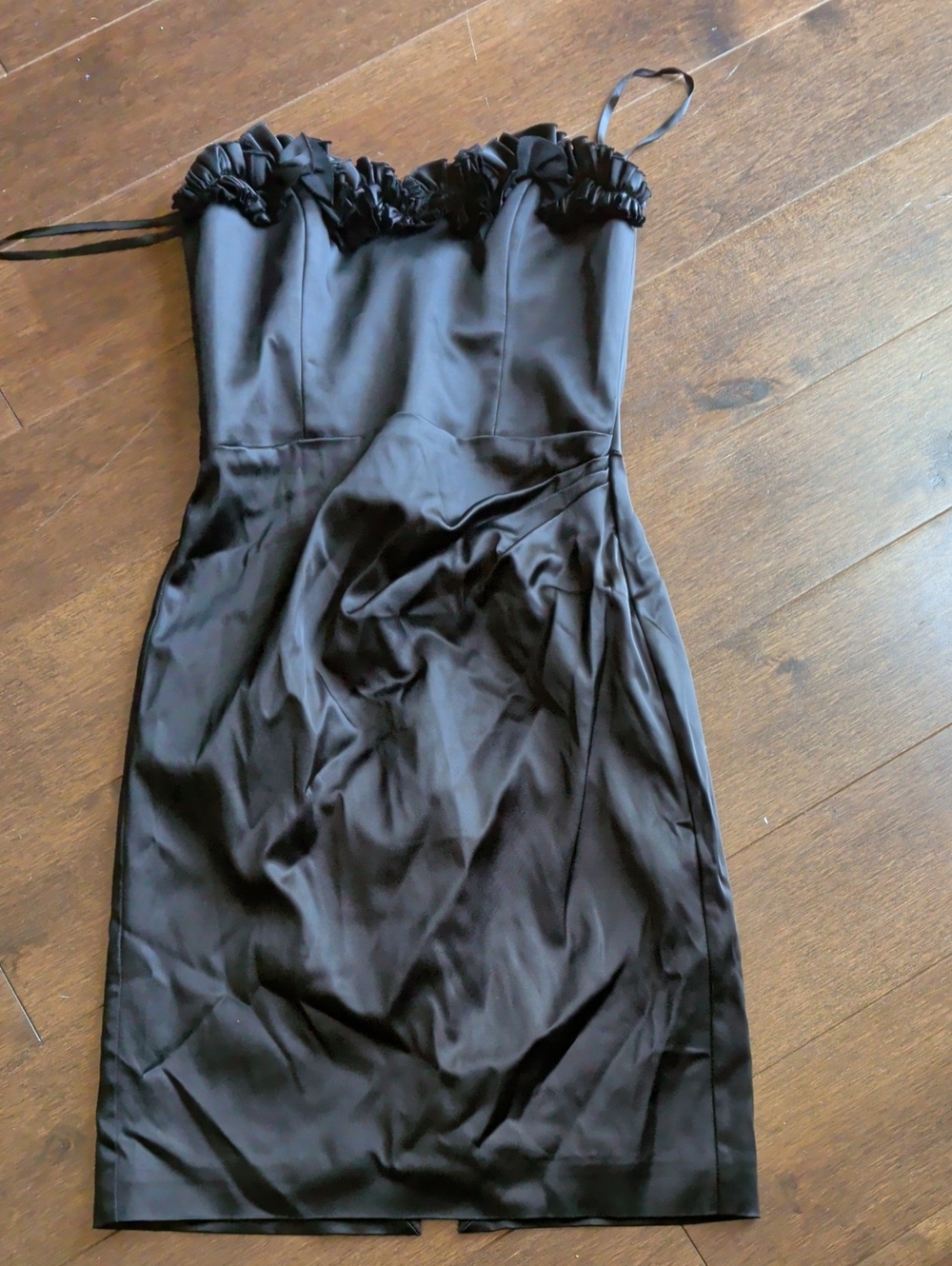 White House‎ Black Market Black Strapless Satin Cocktail Dress
